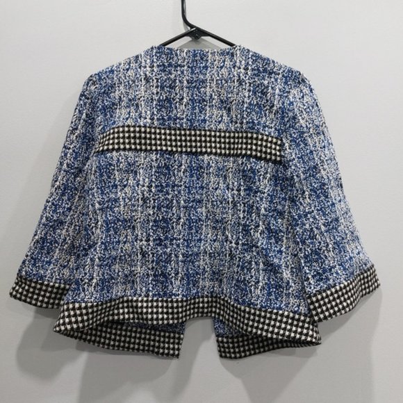 Cabi Reina 21 Club Jacket Cropped Blazer 3/4 Sleeve Black Blue XS - Picture 7 of 9
